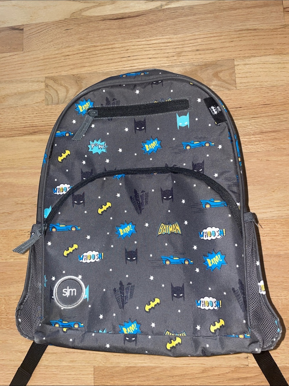 Kids Batman Print Gray & Blue Backpack - Unbranded
